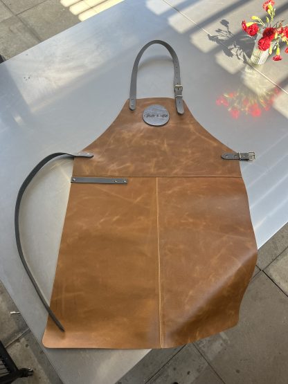 Buckle & Hide Leather Apron - Light Brown Apron | Charcoal Straps