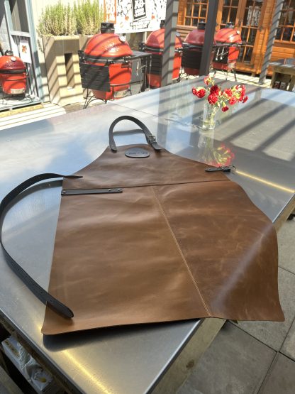 Buckle & Hide Leather Apron - Light Brown Apron | Charcoal Straps - Image 2