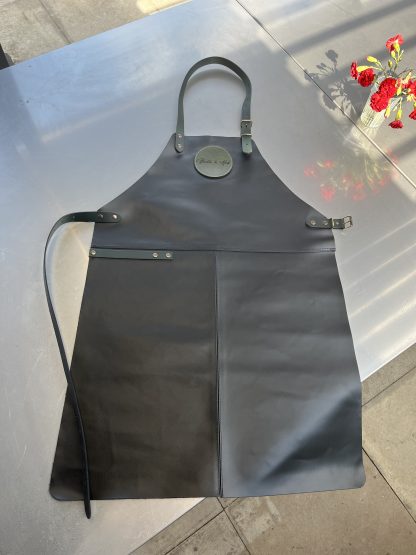 Buckle & Hide Leather Apron - Black Apron | Dark Green Straps