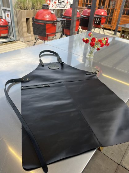 Buckle & Hide Leather Apron - Black Apron | Dark Green Straps - Image 2